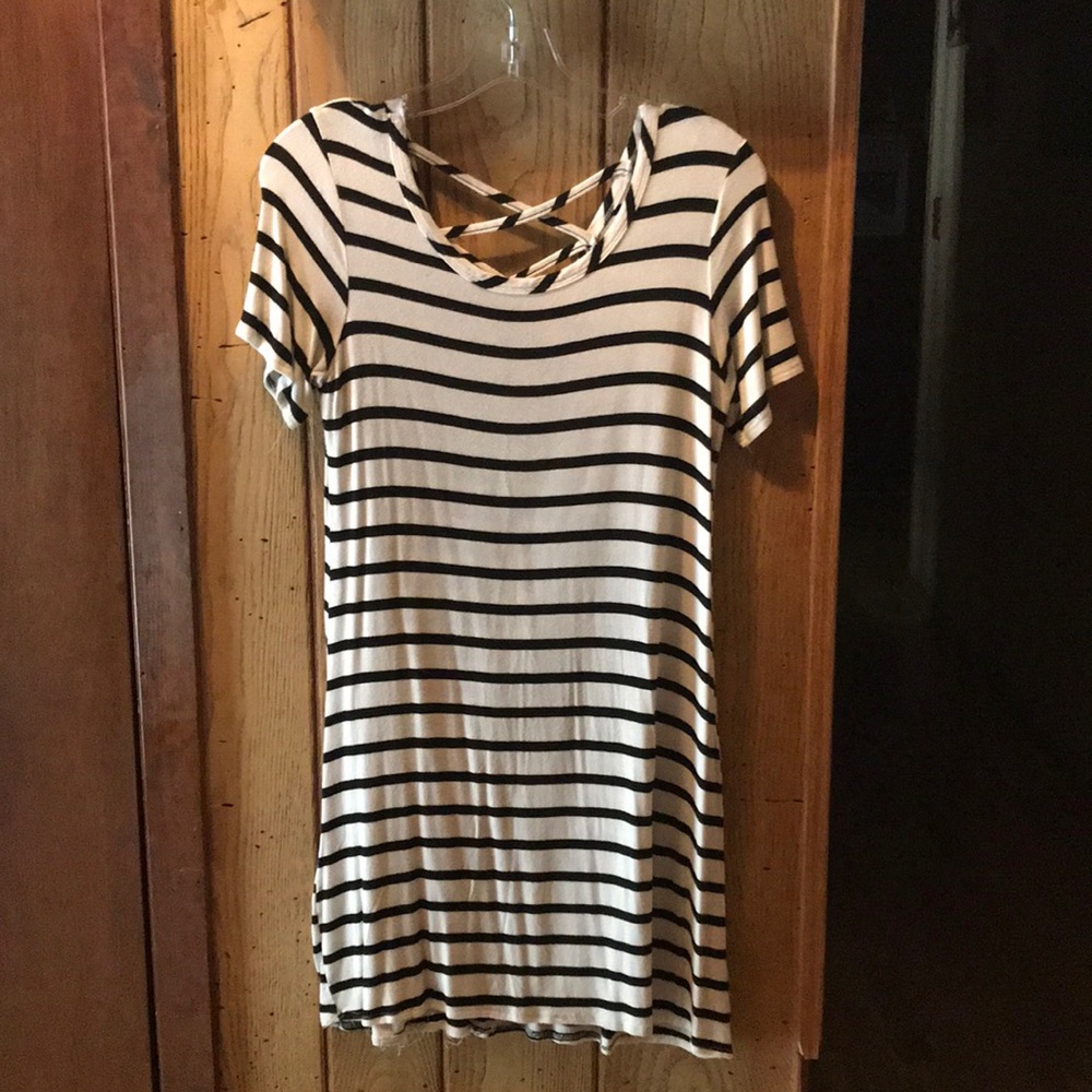 Black and white striped dress